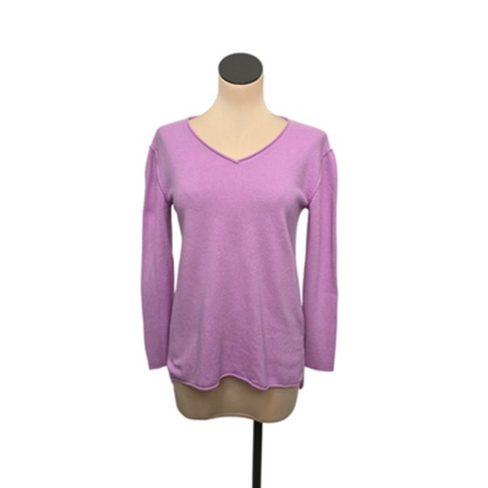 Sundance Sweater Womens Small Purple 100% Cashmere V Neck‎ Rib Knit Pullover